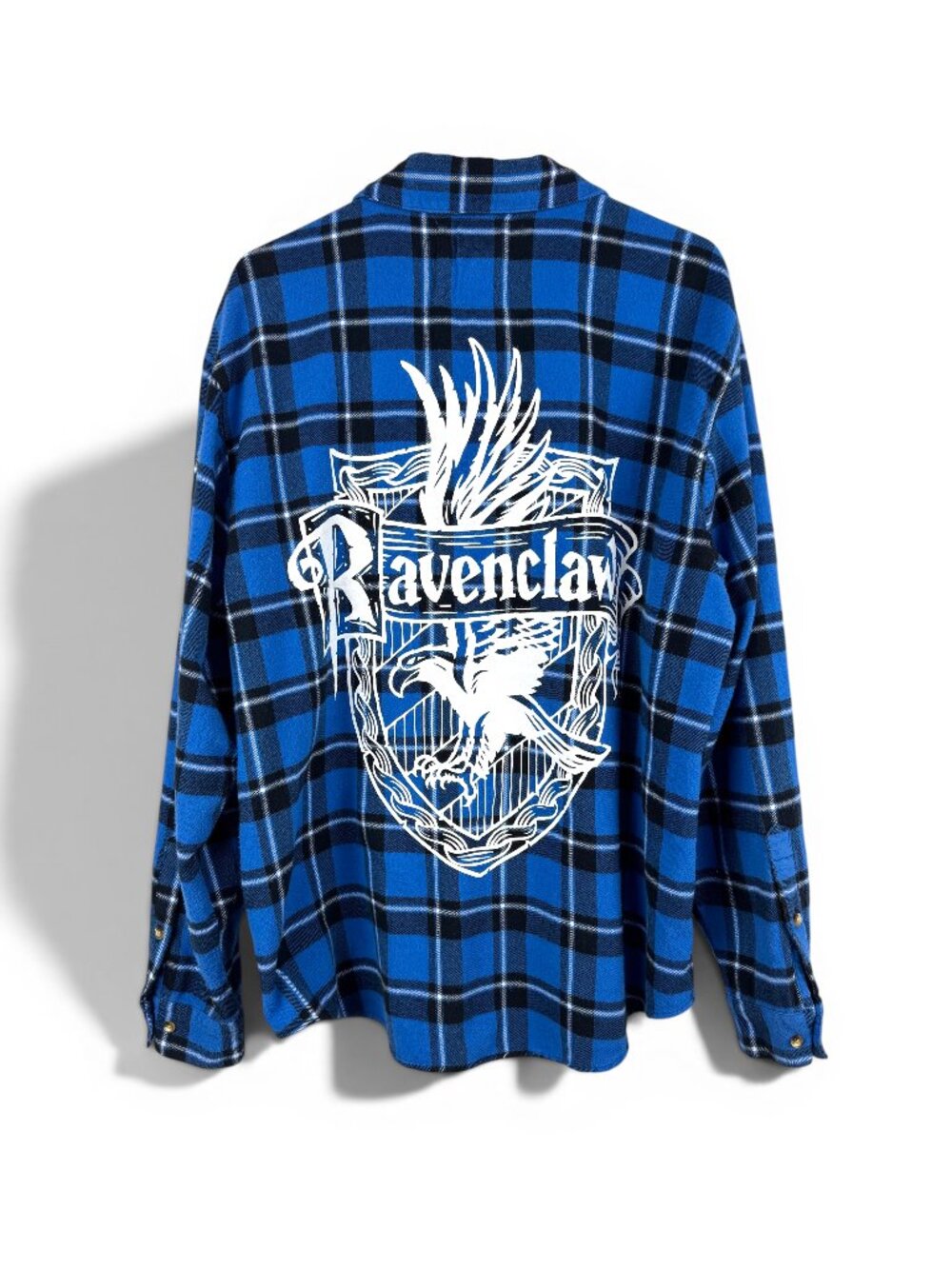 Harry Potter Ravenclaw Flannel Shirt Plaid Blue Black 2XL Cakeworthy Cotton